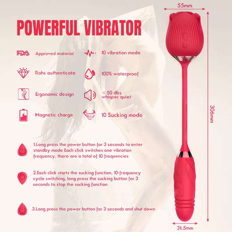 10-Speed Rose Vibrator & Suction