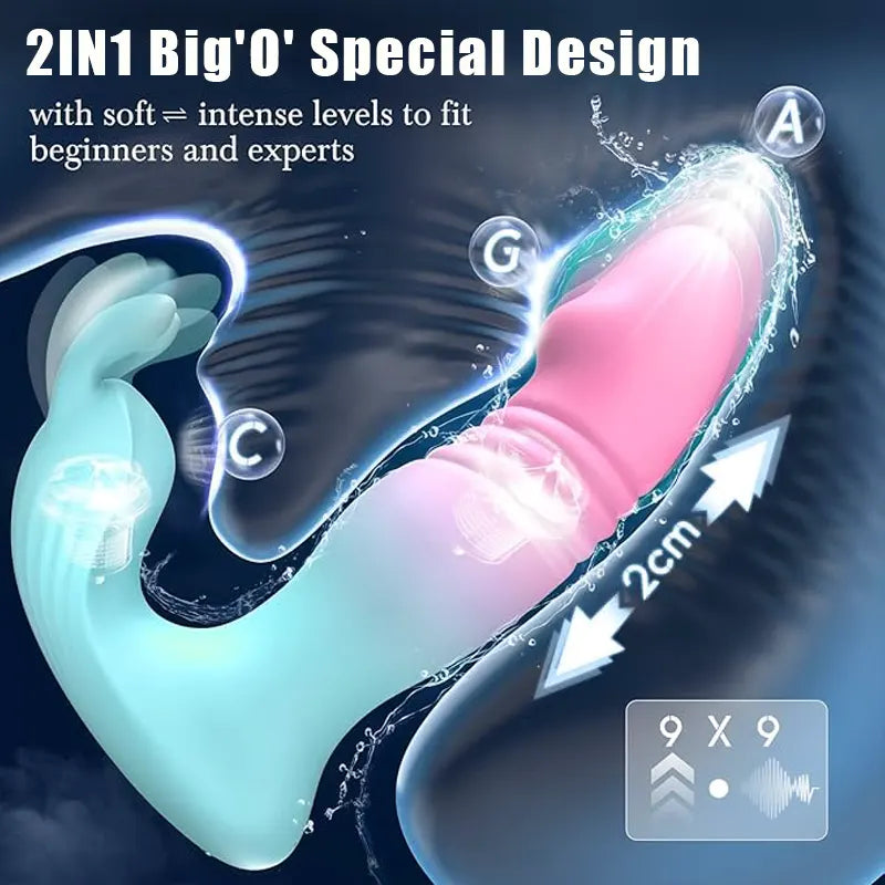 Rabbit Vibrator with Thrusting Dildo