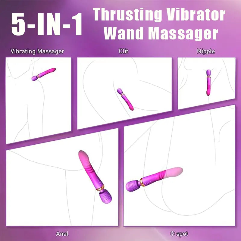 Heated Scepter Vibrator with Thrusting Dildo