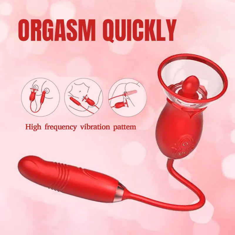 Rose Thrusting Toy with Sucking & Vibration