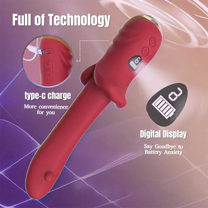 Rose Tongue Vibrator with LCD Display
