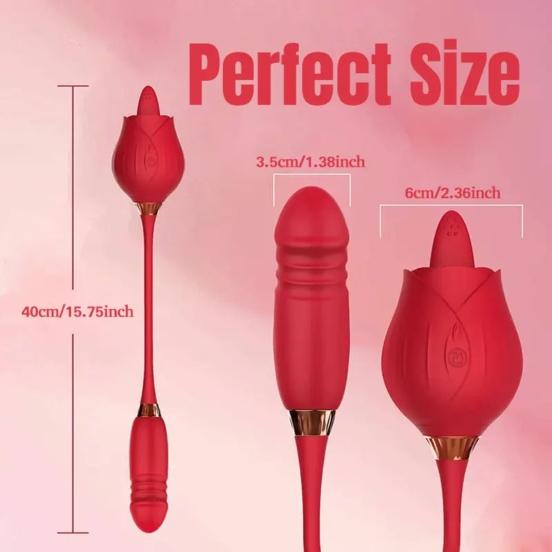 Tongue Licking Thrusting Rose Vibrator