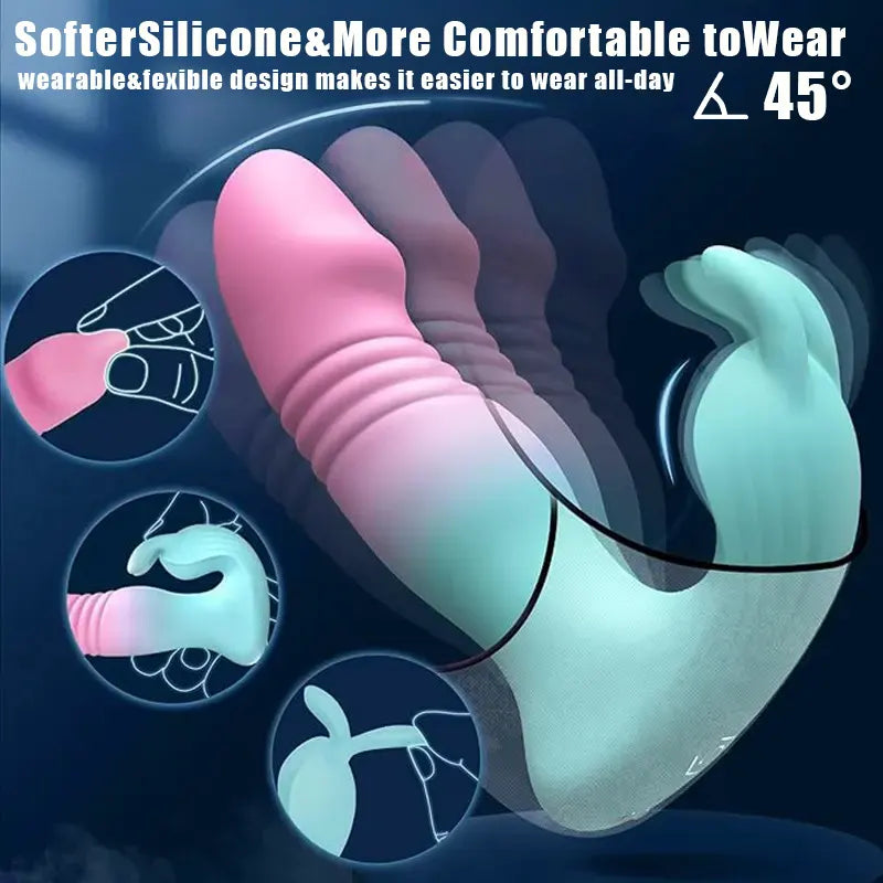 Rabbit Vibrator with Thrusting Dildo