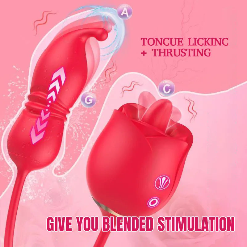 Rose Vibrator with Thrusting & Licking Modes