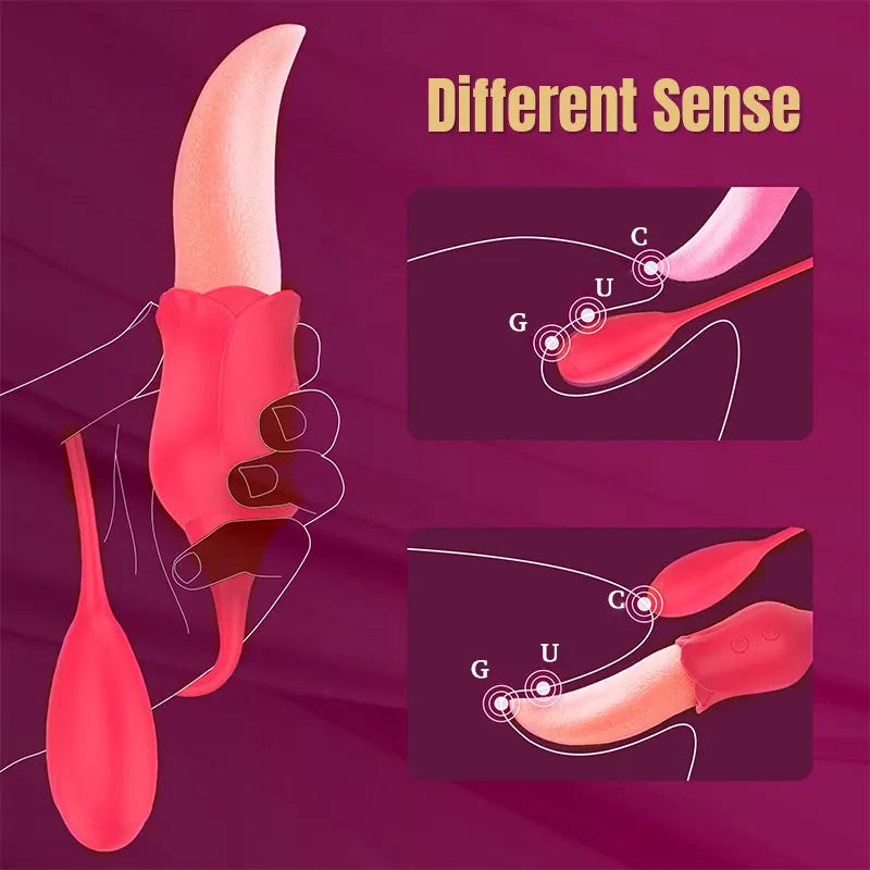 2-in-1 Tongue and Rose Vibrator