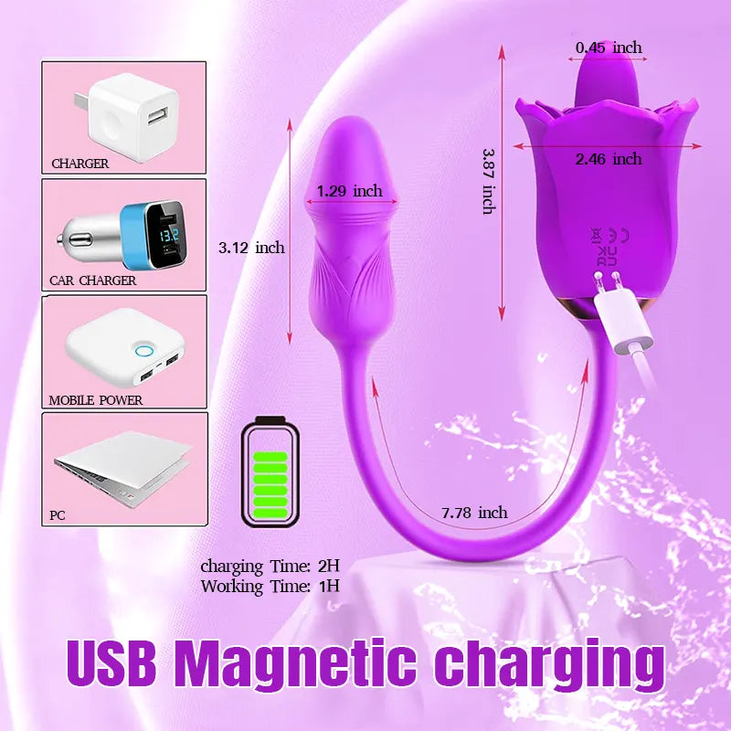 3-in-1 Rose Tongue G-Spot Vibrator