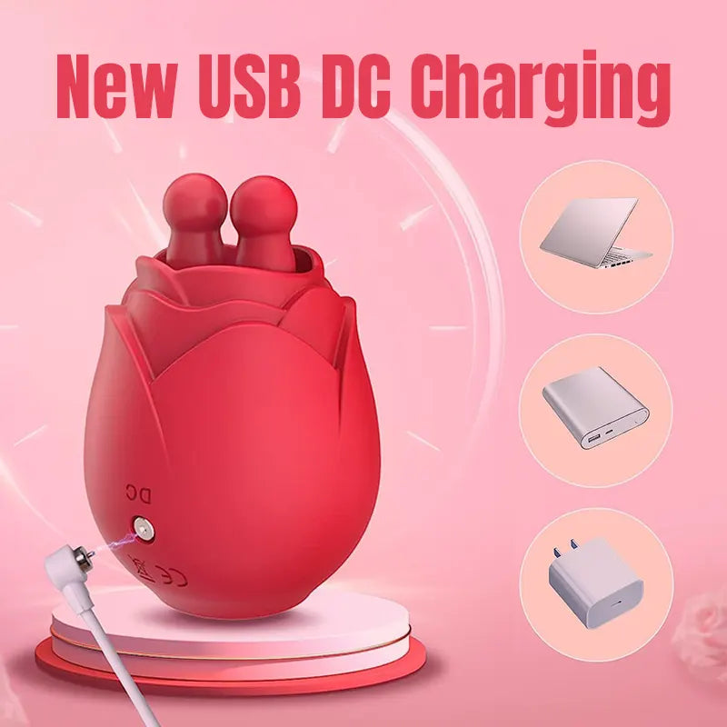 Dual-Tongue Rose Vibrator