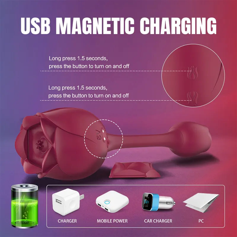 Waterproof Rose Suction Vibrator