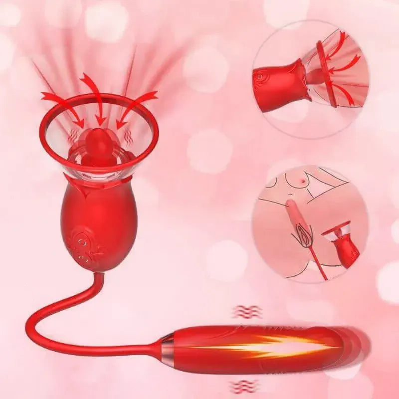 Rose Thrusting Toy with Sucking & Vibration