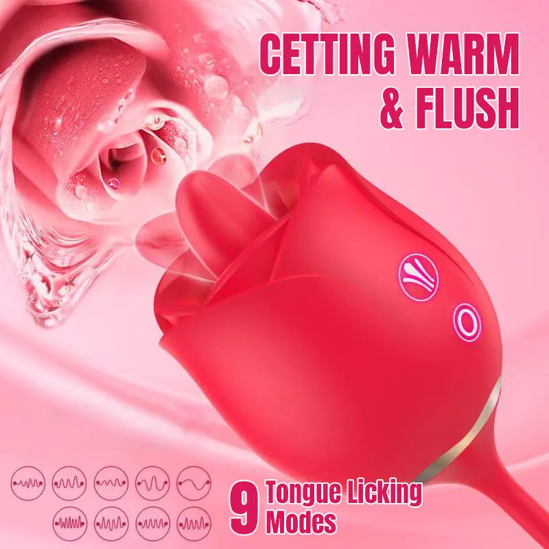 Rose Vibrator with Thrusting & Licking Modes