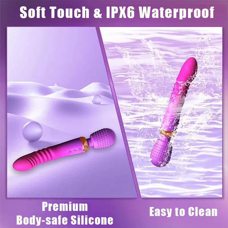 Heated Scepter Vibrator with Thrusting Dildo