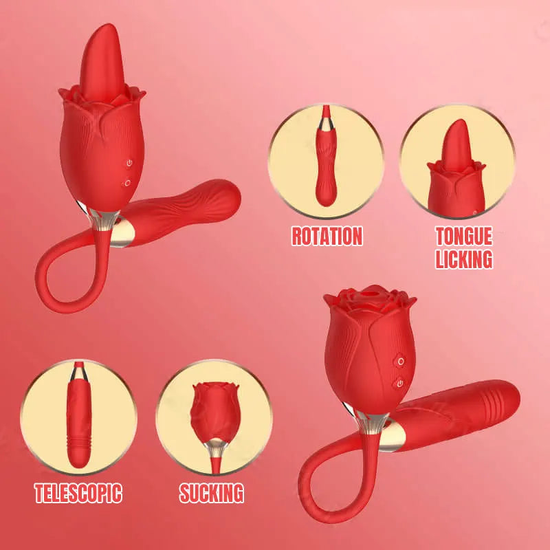 Detachable 2-in-1 Rose Vibrator - 10 Speeds