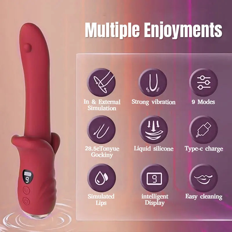Rose Tongue Vibrator with LCD Display