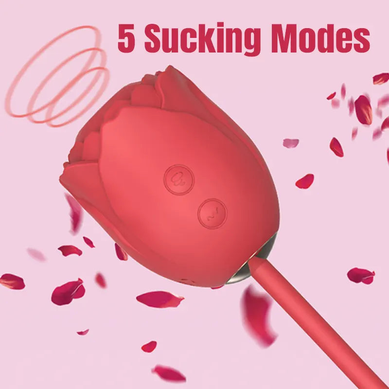 Dual-Action Rose Suction Vibrator