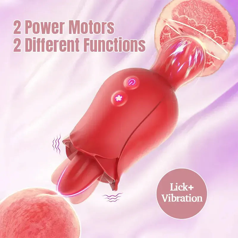 Rose Vibrating G-Spot Tongue Licker Masturbator