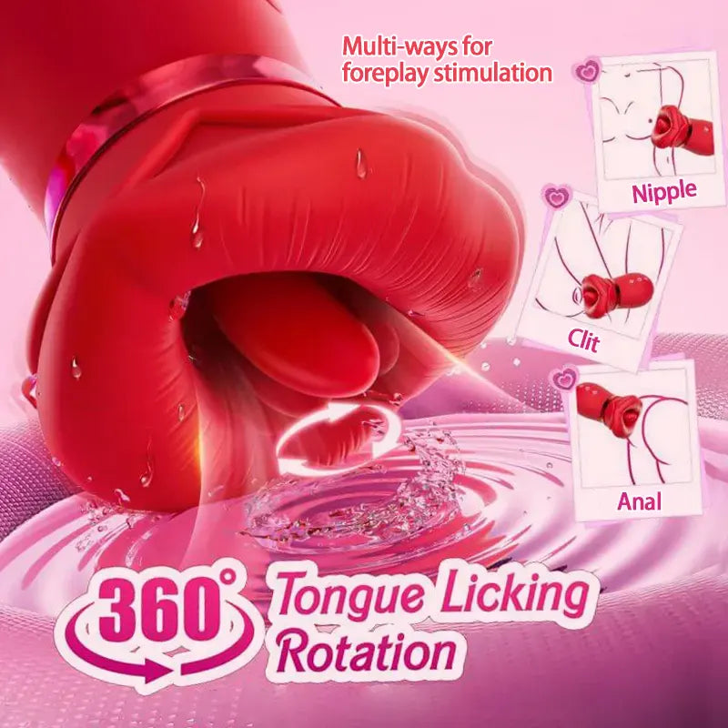 Rose 4-IN-1 Sucking & Licking Pleasure Toy