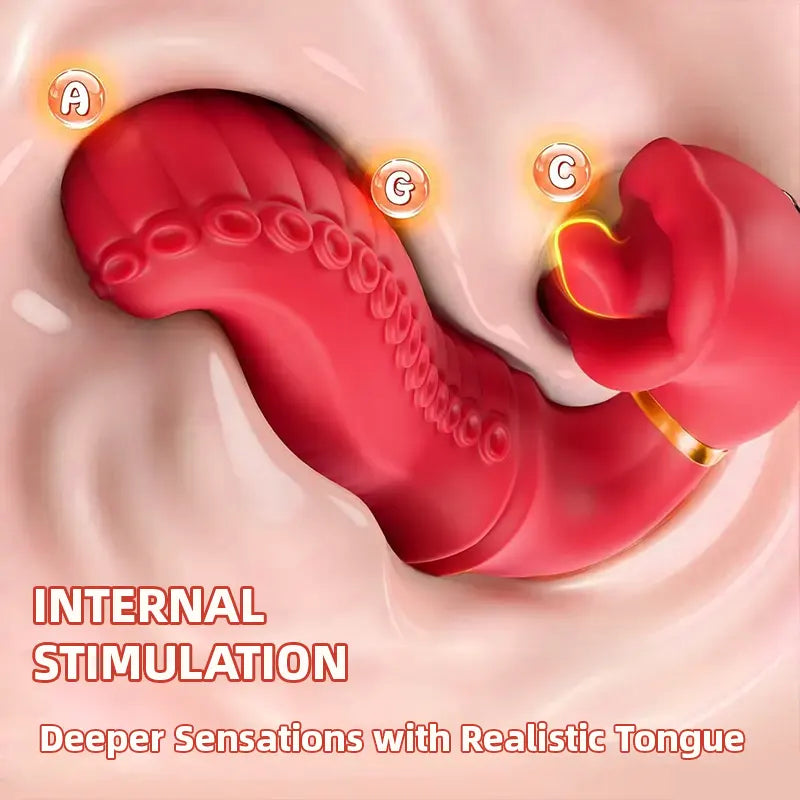 Rose Dual Vibrator with Tongue Tip