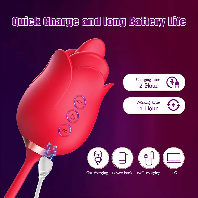 4-in-1 Rose Clitoral & G-Spot Vibrator