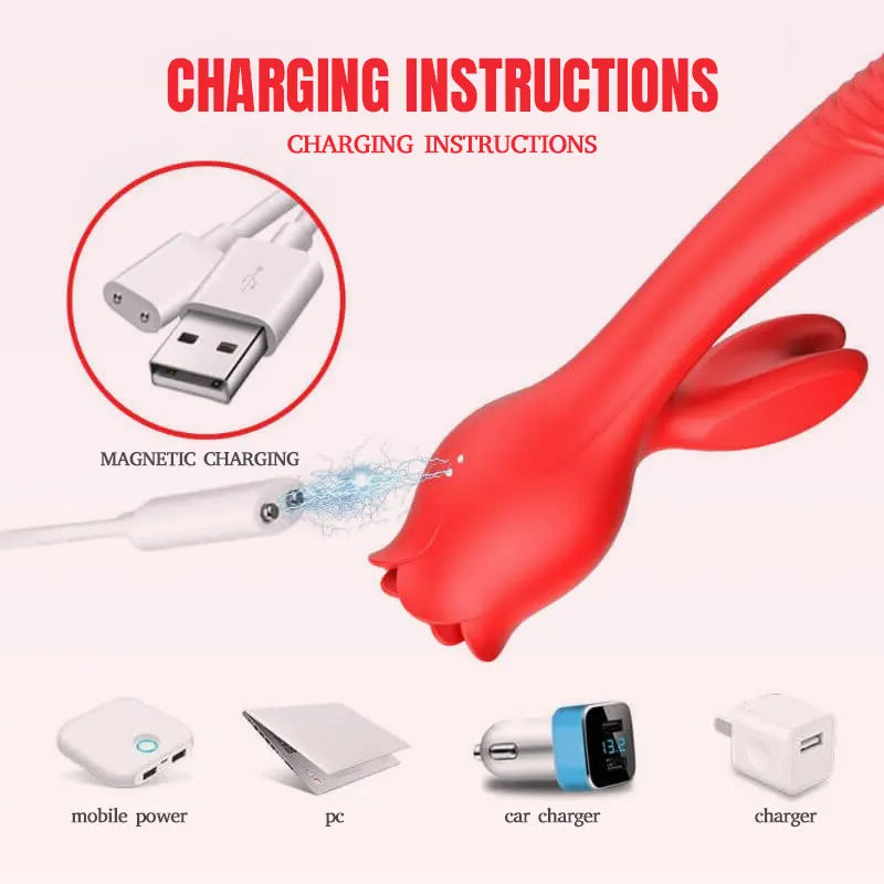 Rabbit Rose Vibrator with Telescoping Function