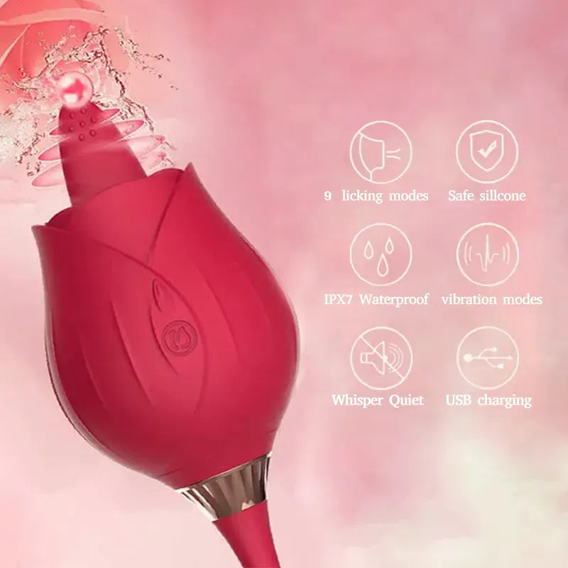 Tongue Licking Thrusting Rose Vibrator