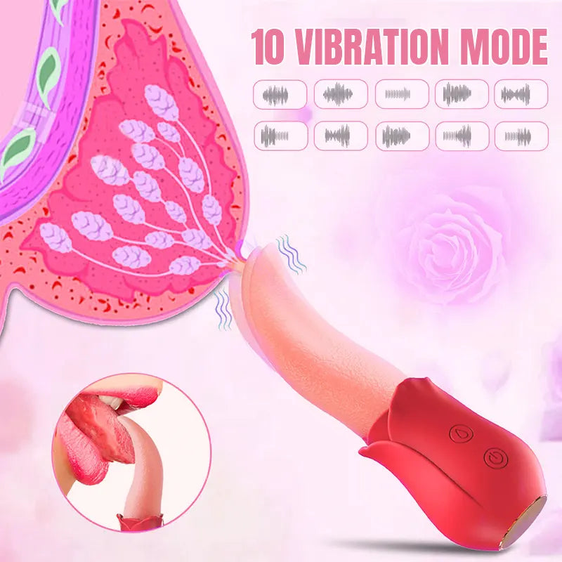 Multi-Frequency Tongue Rose G-Spot Vibrator