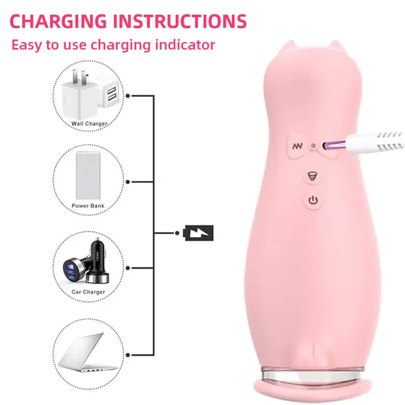 Cat Vibrator with Suction and Tongue