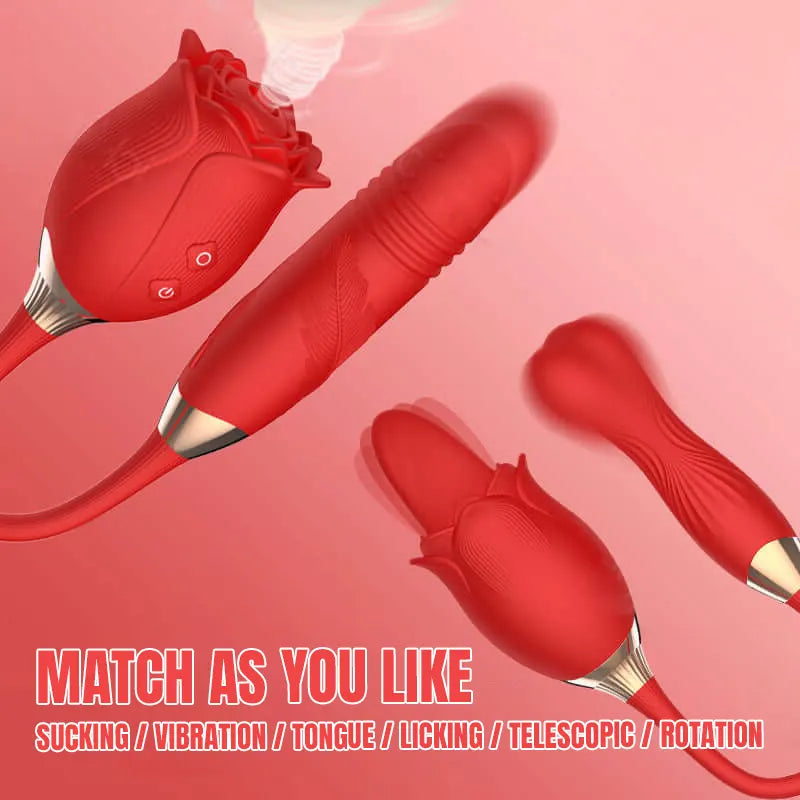 Detachable 2-in-1 Rose Vibrator - 10 Speeds