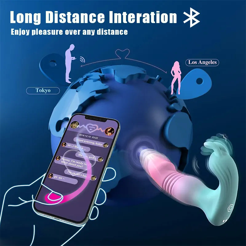 Rabbit Vibrator with Thrusting Dildo