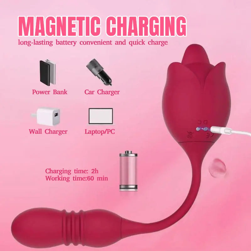Rose Vibrator with Telescopic Modes
