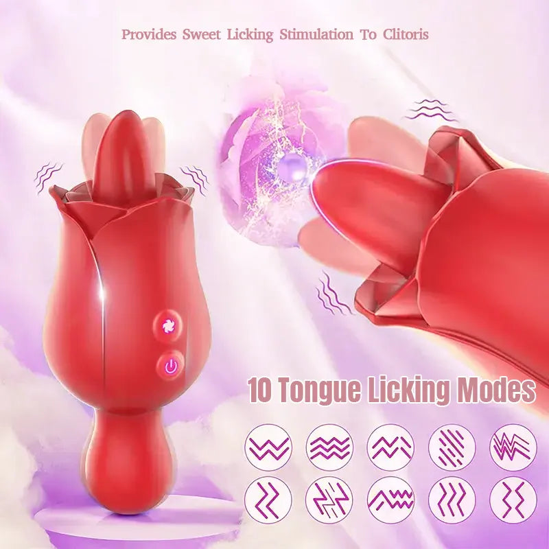 Rose Vibrating G-Spot Tongue Licker Masturbator