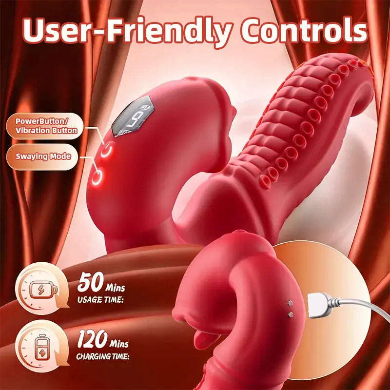 Rose Dual Vibrator with Tongue Tip