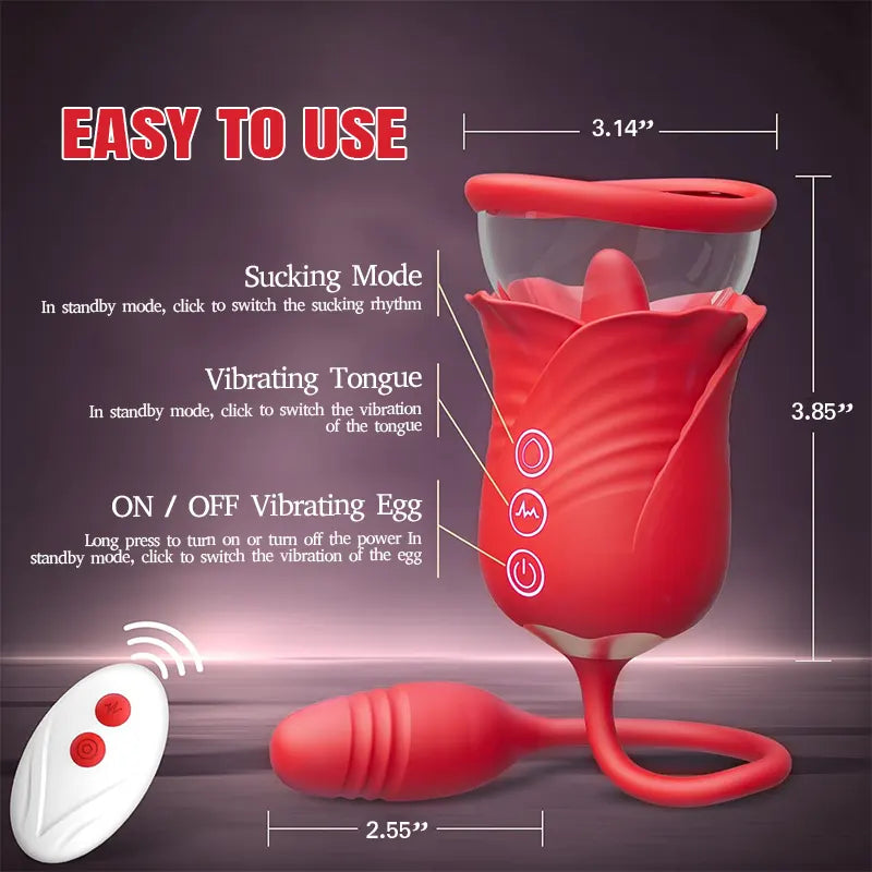 3-in-1 Clit Pump Vibrator with Remote & Tongue Teaser