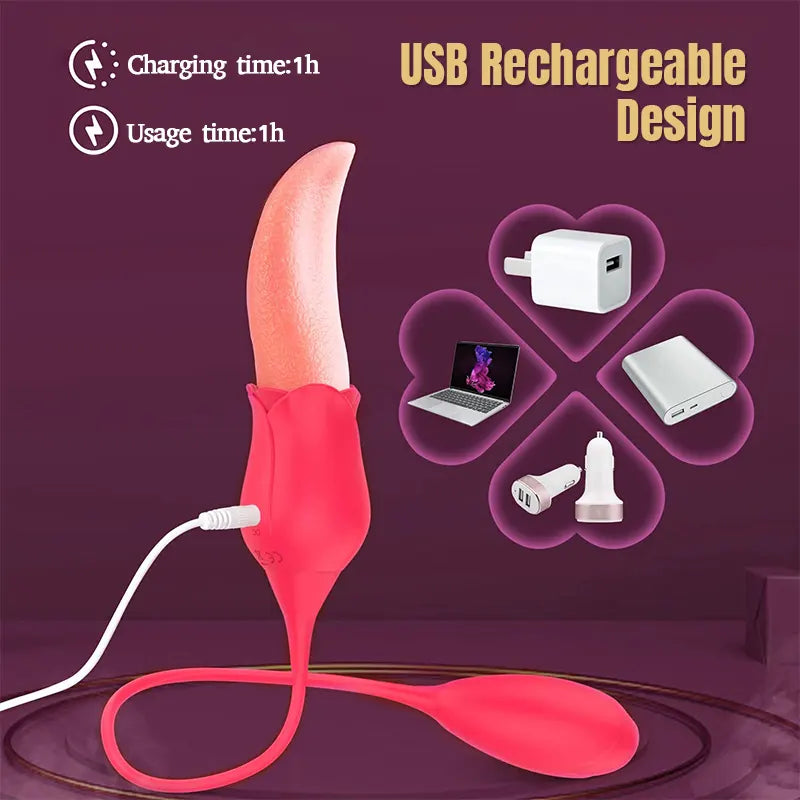 2-in-1 Tongue and Rose Vibrator