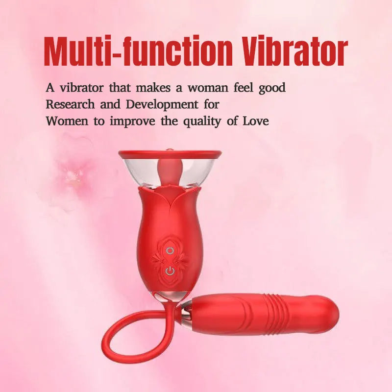 Rose Thrusting Toy with Sucking & Vibration