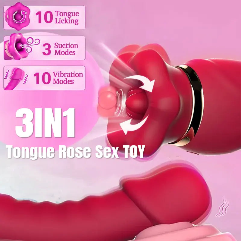 Rose G-spot Vibrator with Tail Dildo