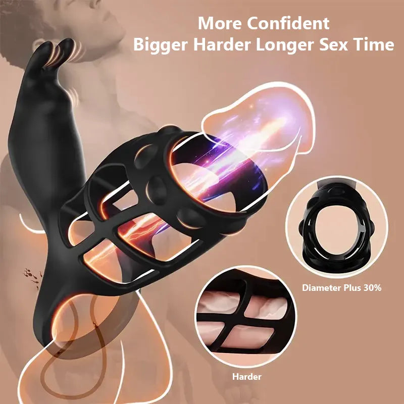 Remote-Control Vibrating Cock Cage Ring