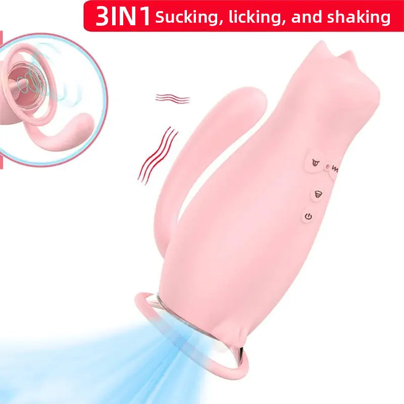 Cat Vibrator with Suction and Tongue