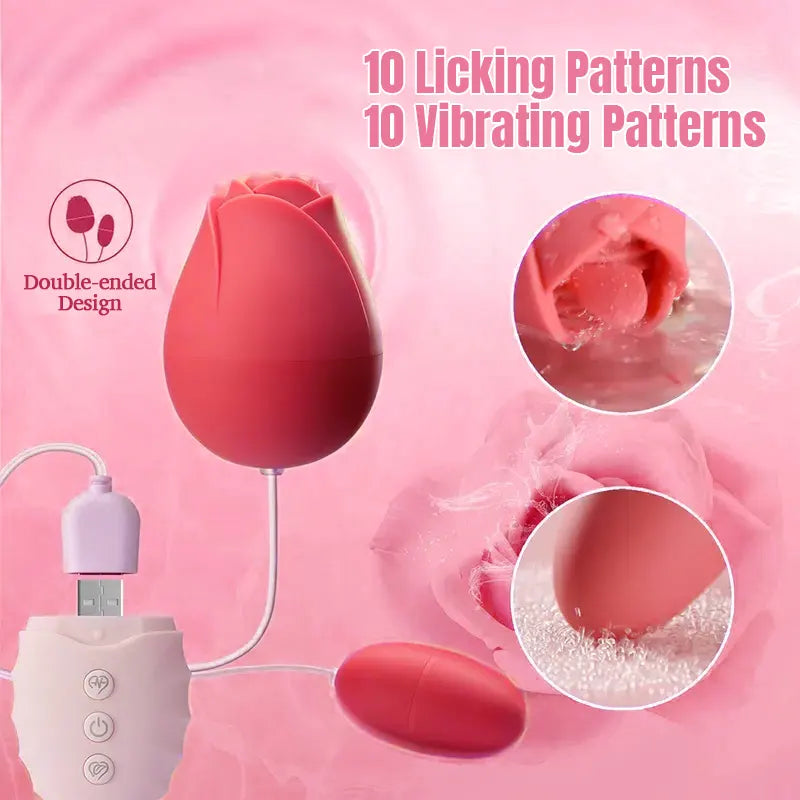 2-in-1 Rose Clitoral G-spot Vibrator