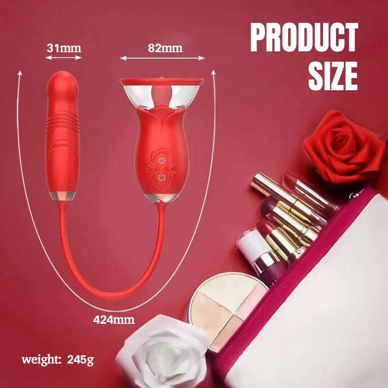Rose Thrusting Toy with Sucking & Vibration