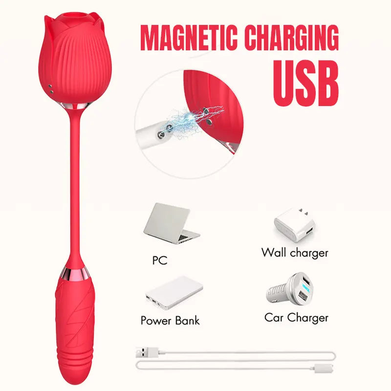 10-Speed Rose Vibrator & Suction