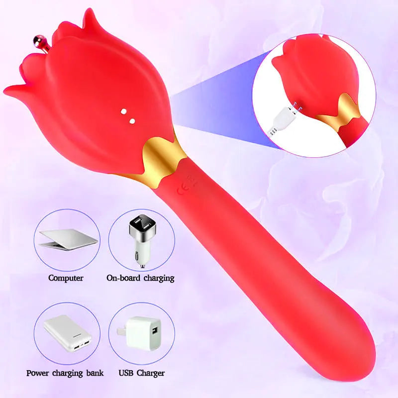 3-in-1 Rose Clitoral G-Spot Stimulator