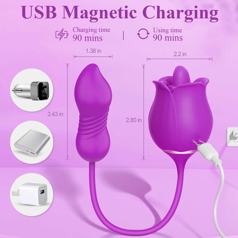 3-in-1 Licking Thrusting Vibrator with Dual Motors & 9×9 Modes