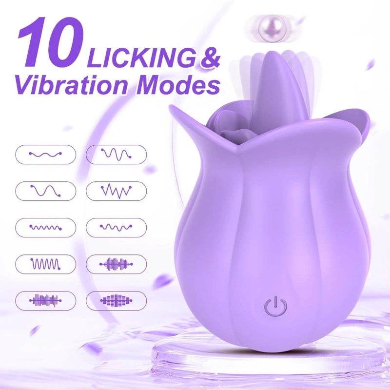 Rose Tongue Vibrator with 10 Modes, Travel-Size & Waterproof Design