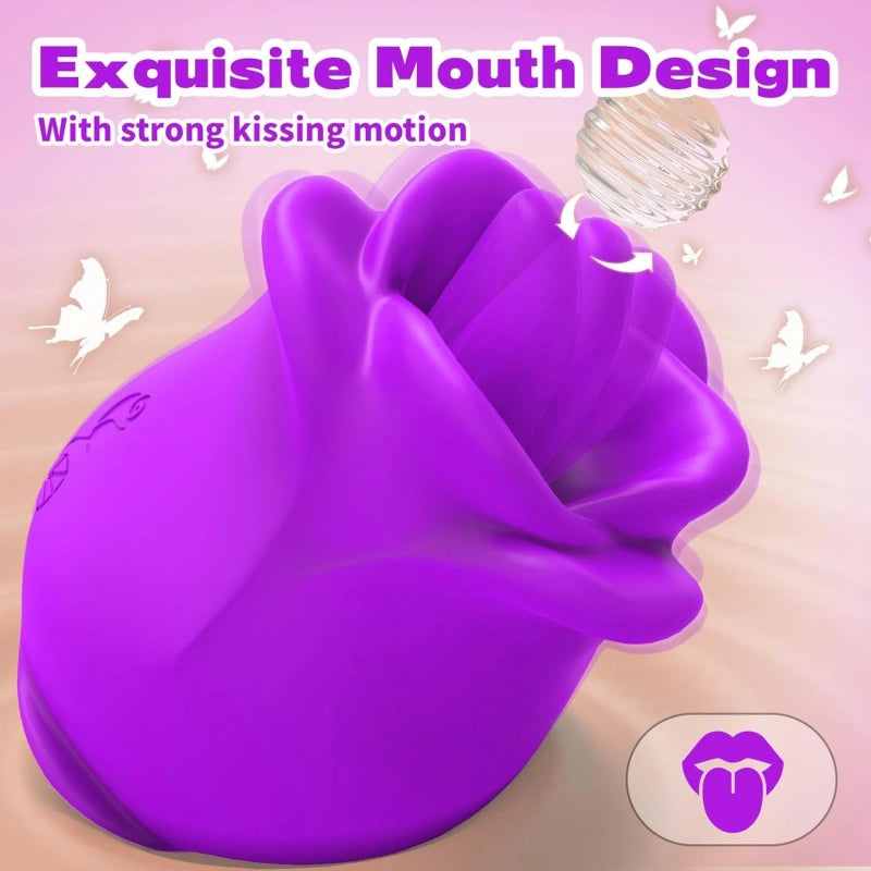 Rose Tongue Vibrator with 9 Licking Modes for G-Spot & Clit Play