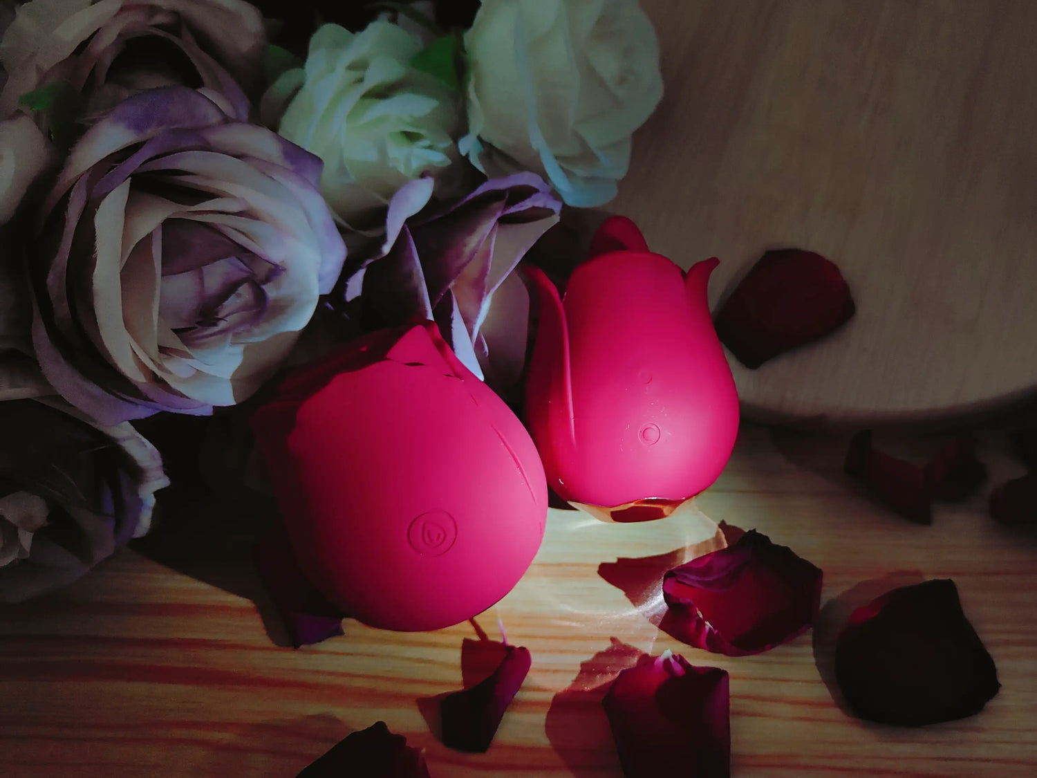 two beautiful rose toy on a table