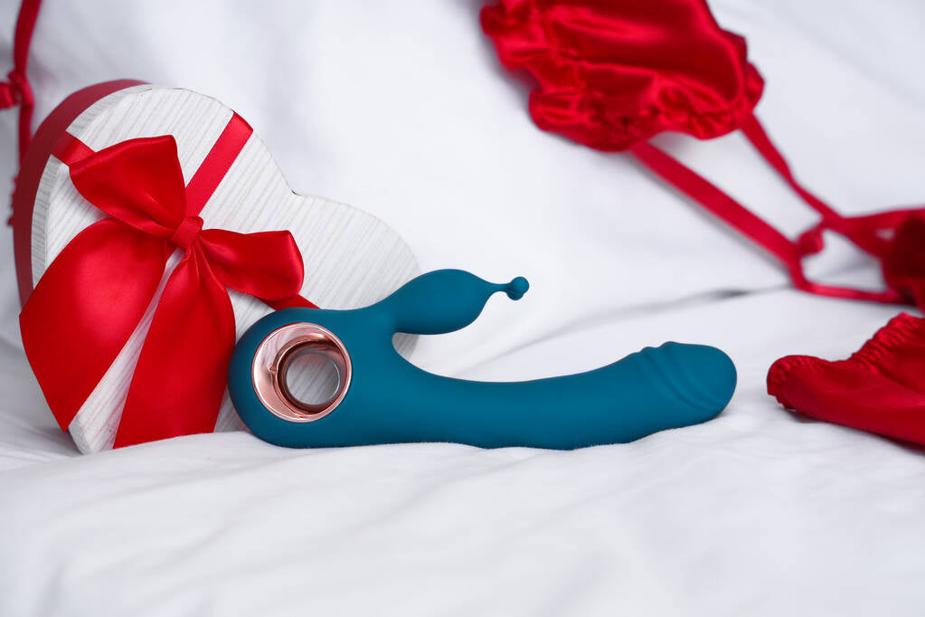 Blue sex toys and white box