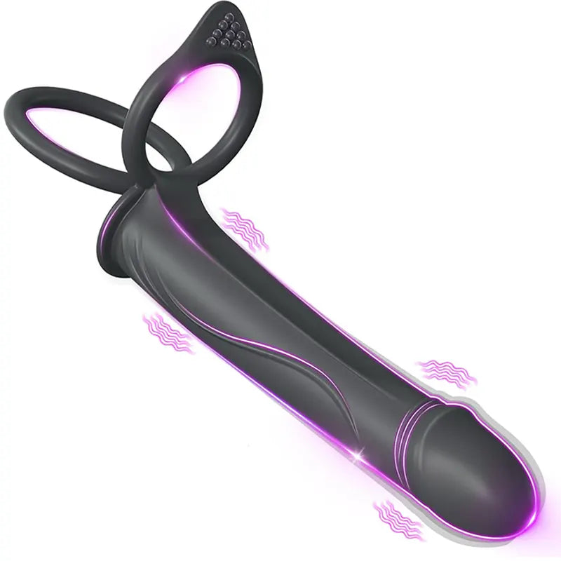 Vibrating Strap-On with Anal Dildo Ring