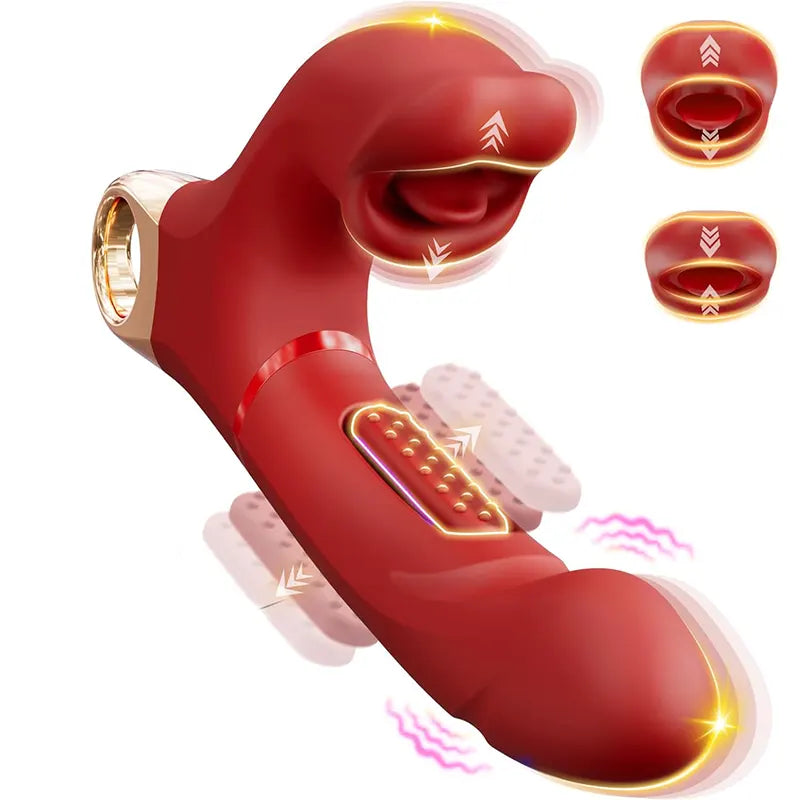 Rose Clit Vibrator with Biting Tongue