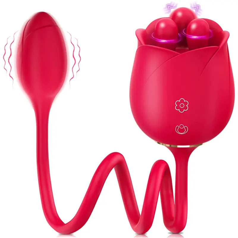 Dual Rose Vibrator with Egg Massager