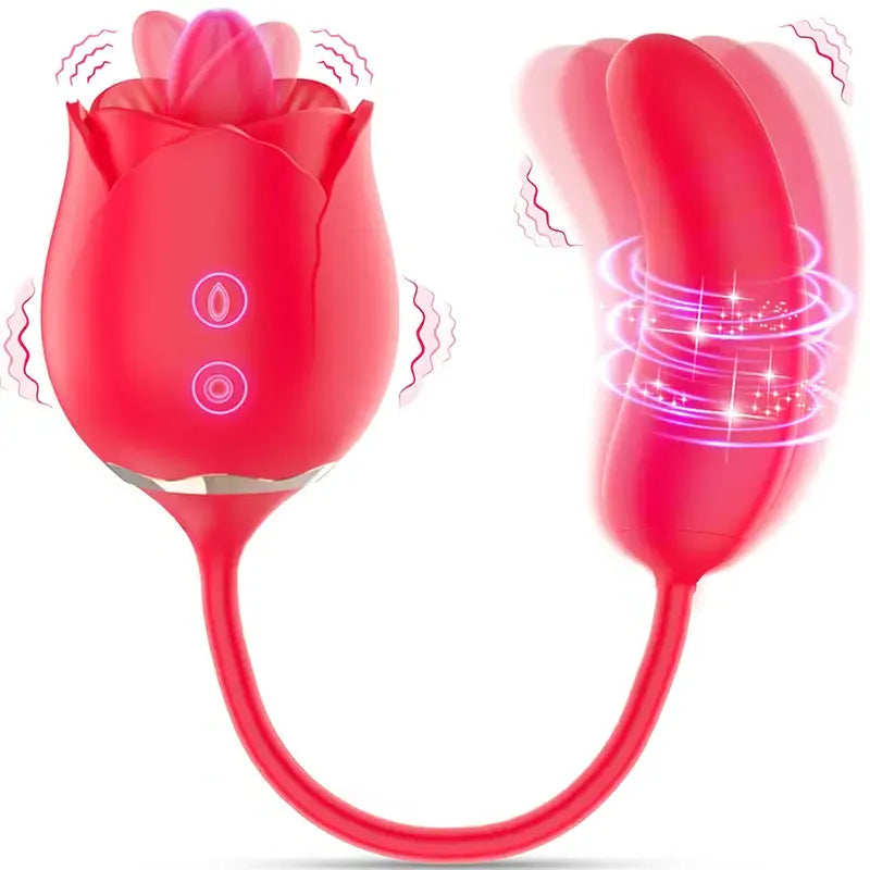 Rose Dual Head Tongue G-Spot Vibrator